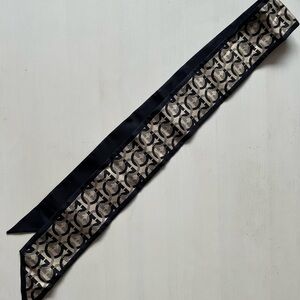 Ferragamo Black and Cream Twilly Scarf
